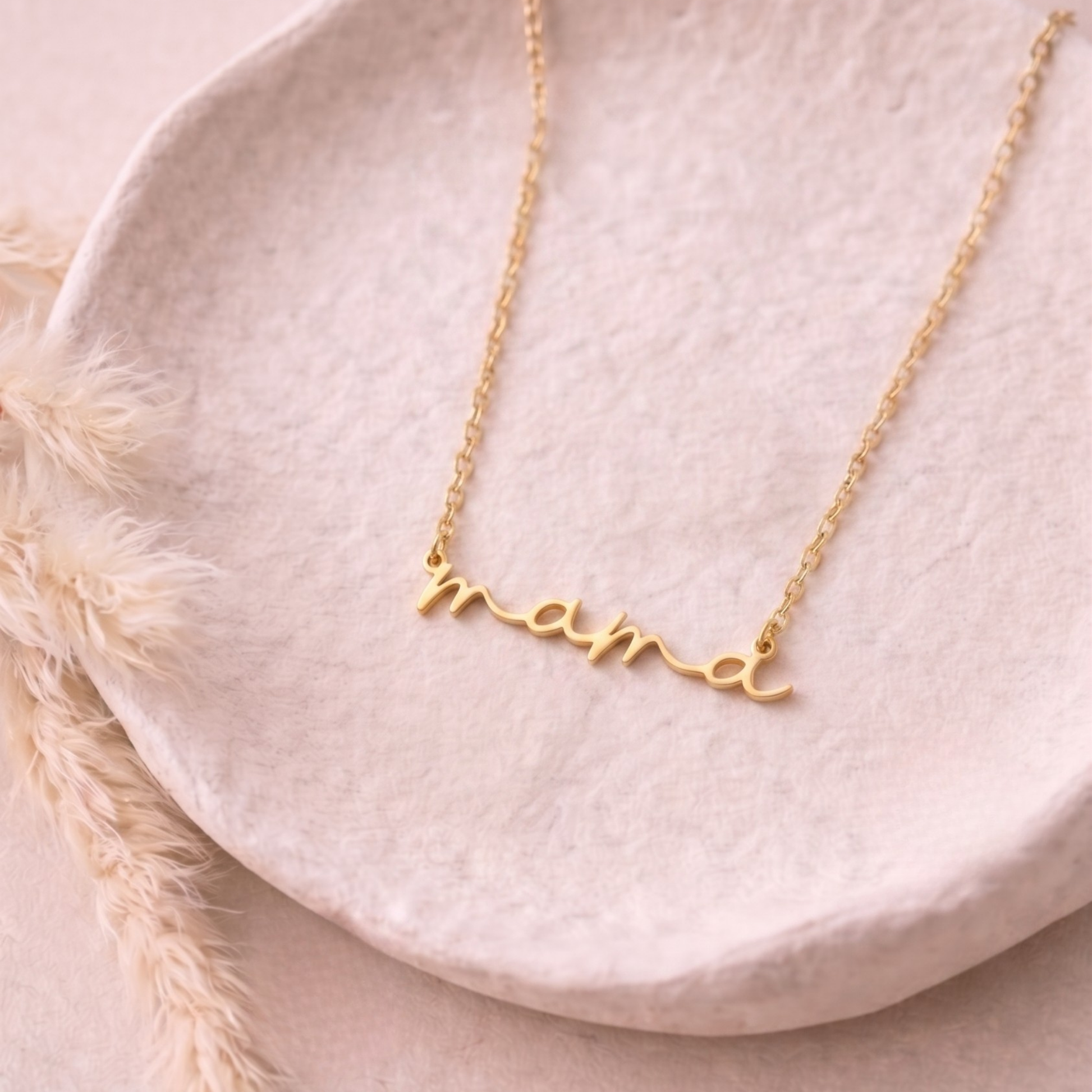 Maman Script Necklace