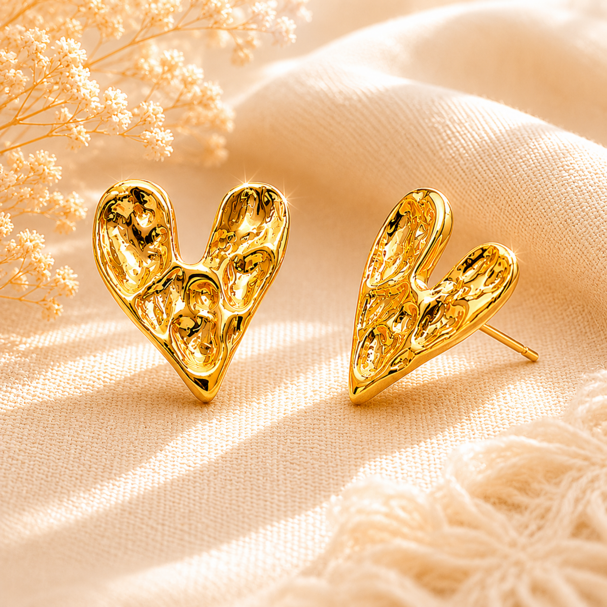 Cherie Textured Heart Earrings