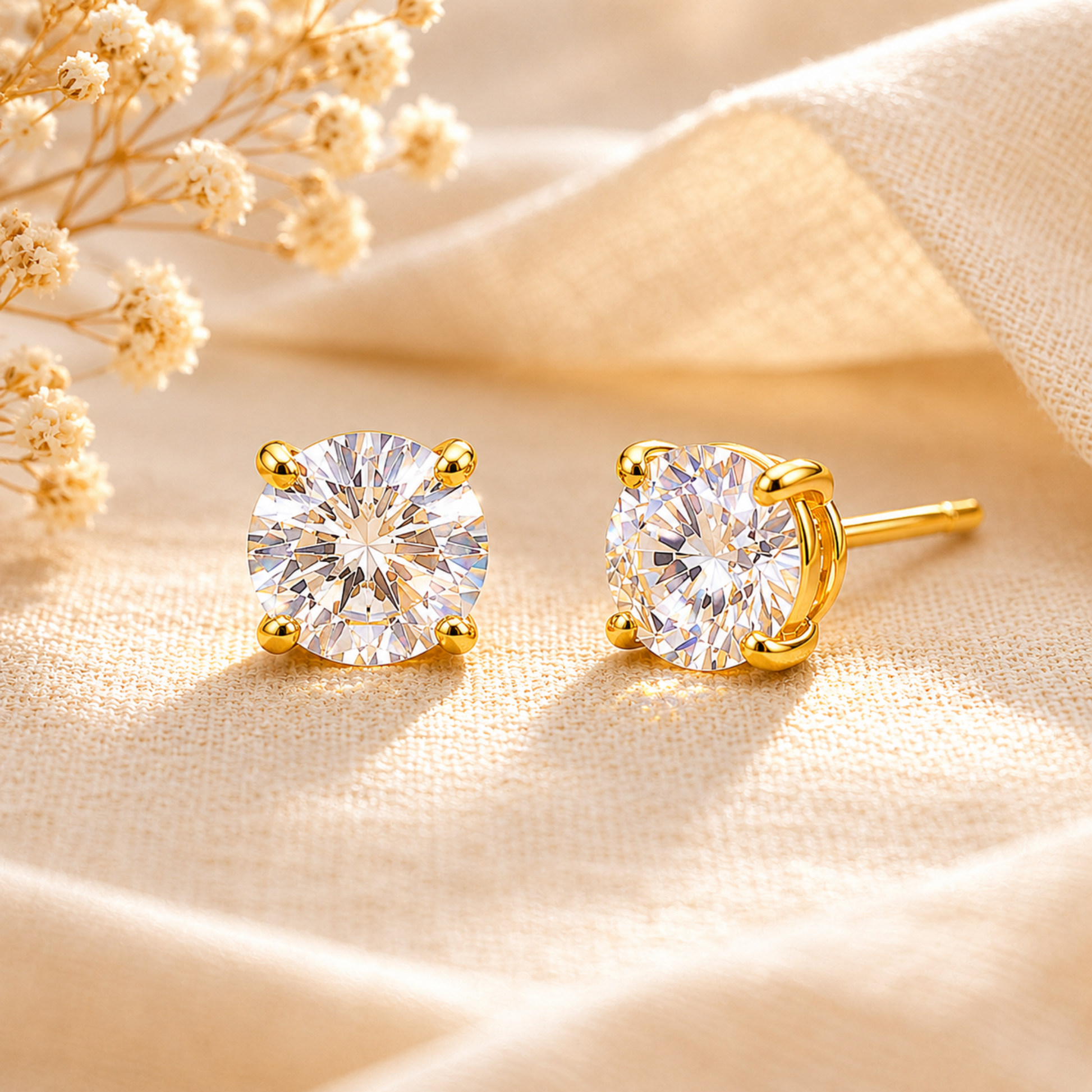 Soleil Solitaire Stud Earrings