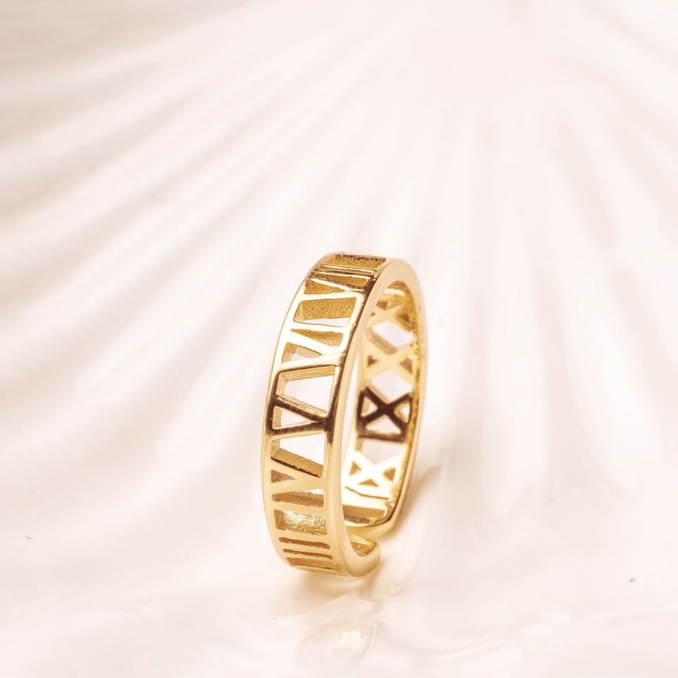 Roman Numerals Vermeil Ring