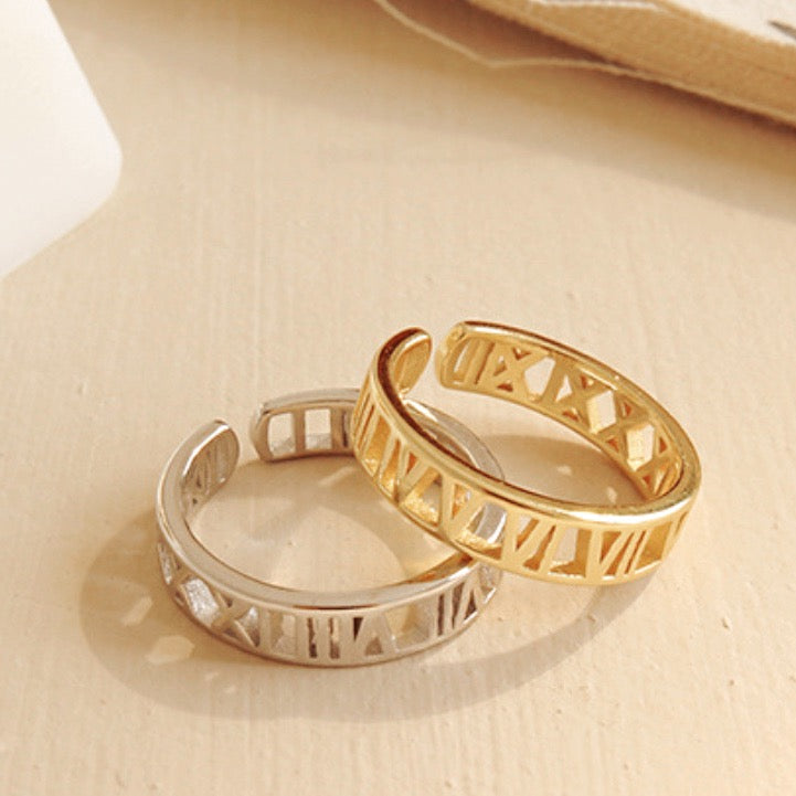 Roman Numerals Vermeil Ring