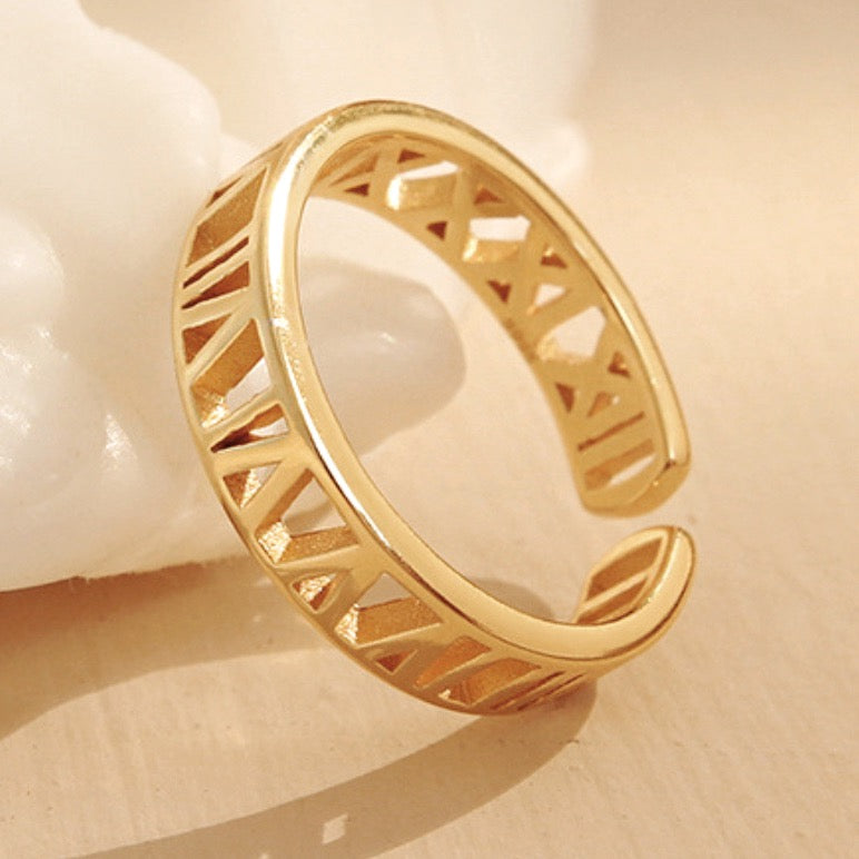 Roman Numerals Vermeil Ring