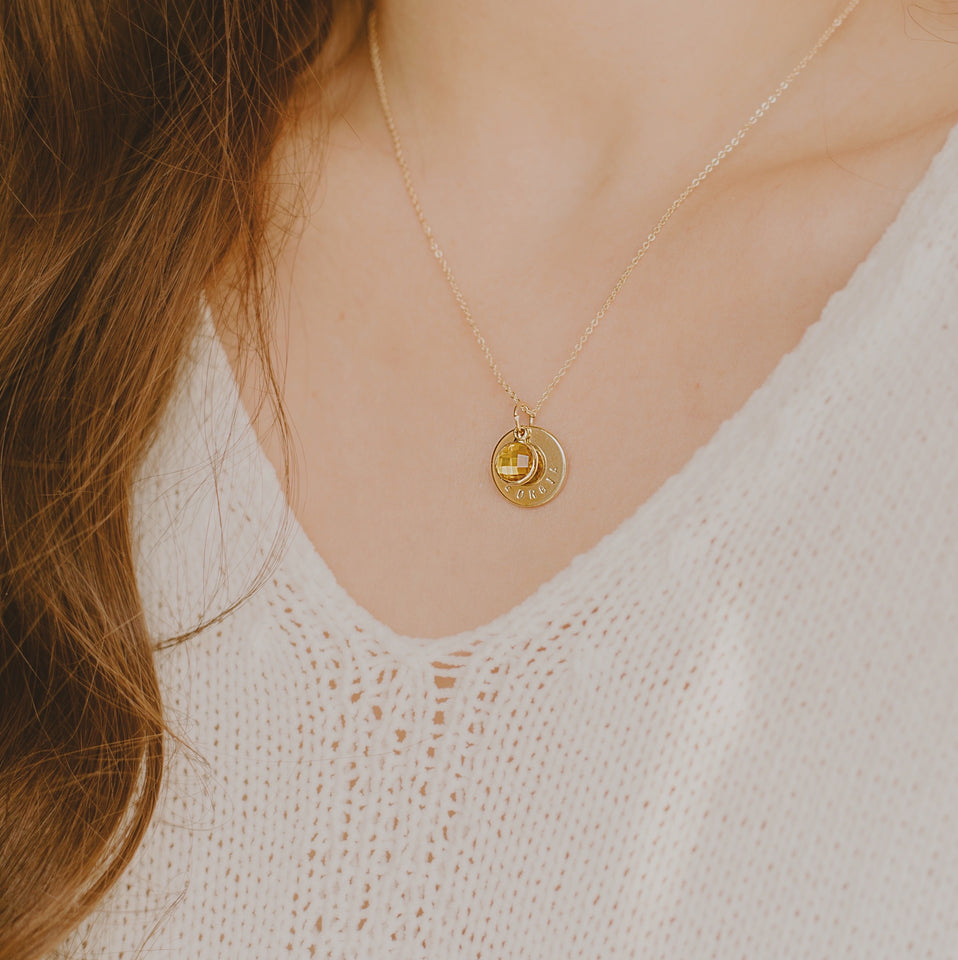 Aveline Custom Birthstone and Disc Necklace