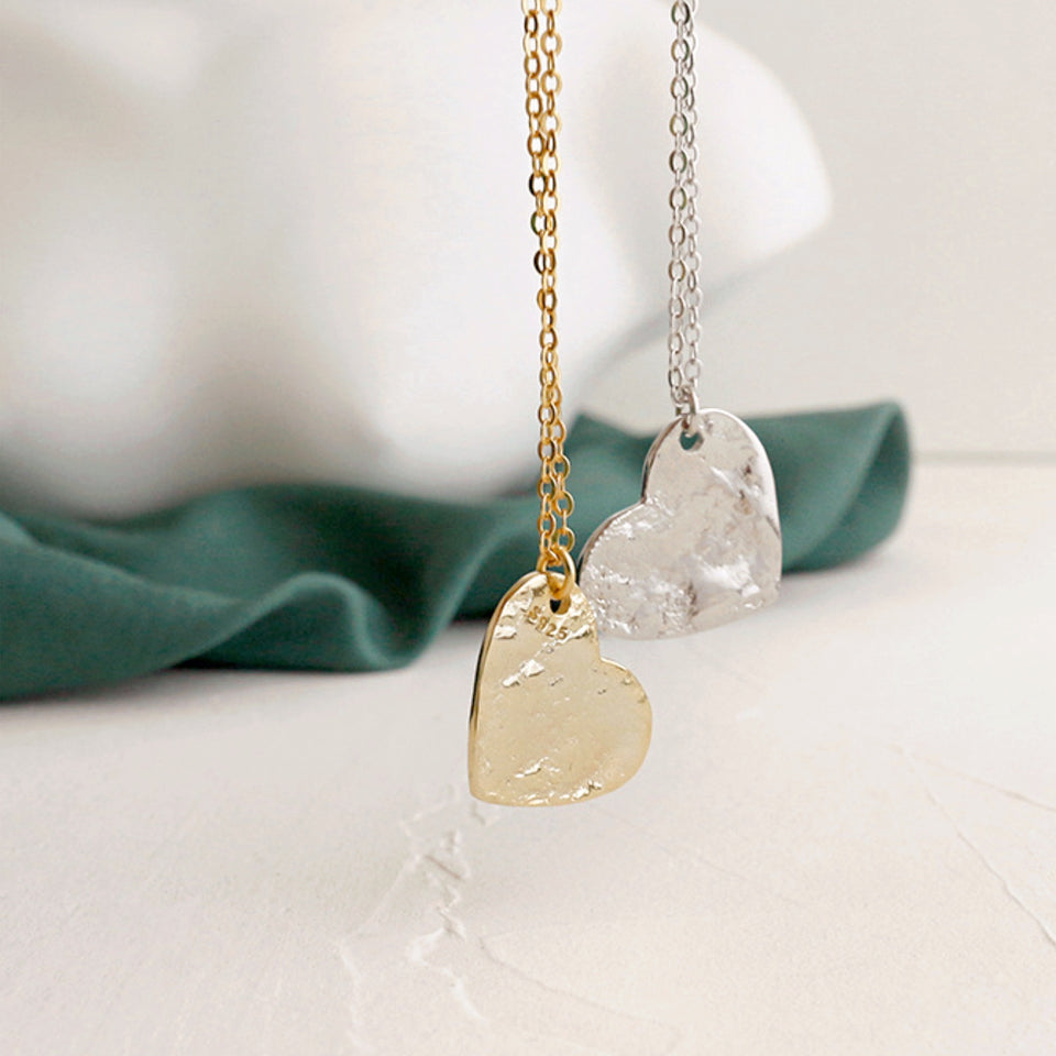 Heart Textured Vermeil Necklace