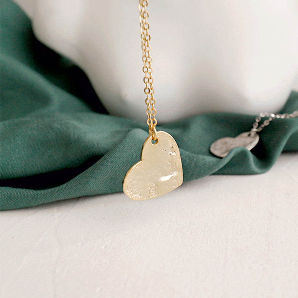 Heart Textured Vermeil Necklace