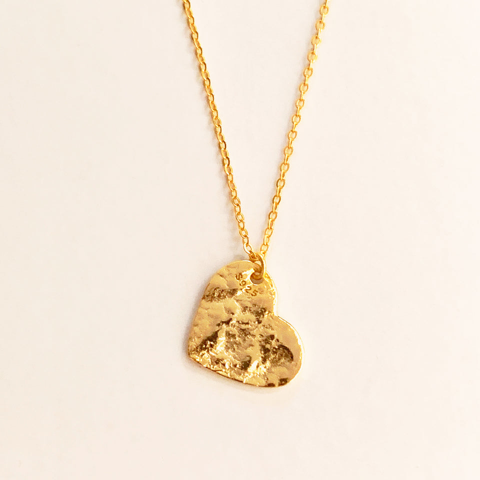 Heart Textured Vermeil Necklace