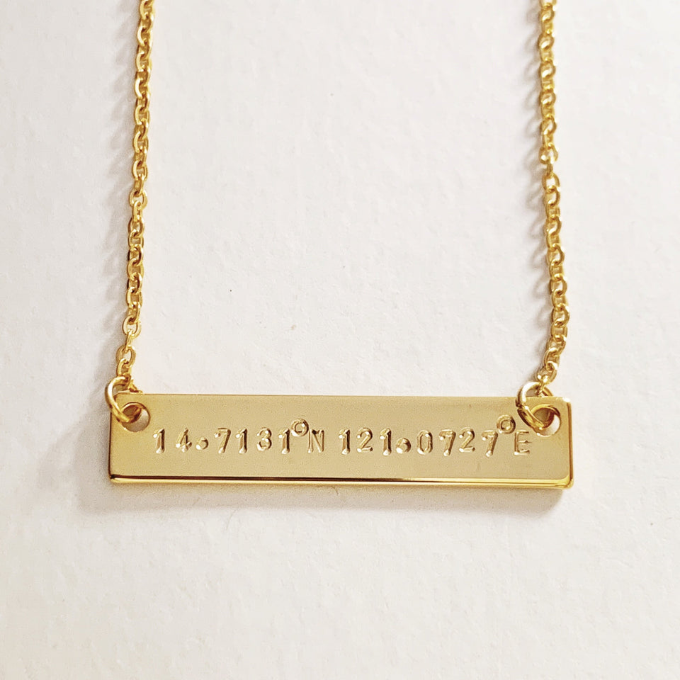 Coordinates Custom Bar Necklace - Longitude and Latitude