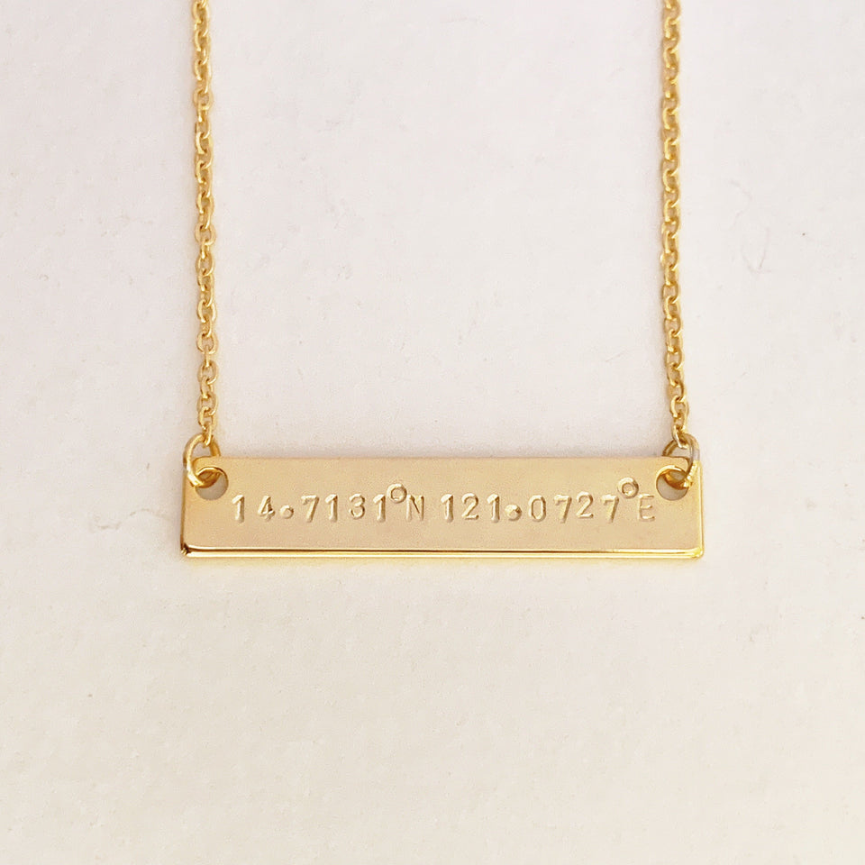 Coordinates Custom Bar Necklace - Longitude and Latitude