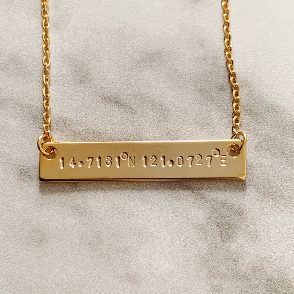 Coordinates Custom Bar Necklace - Longitude and Latitude