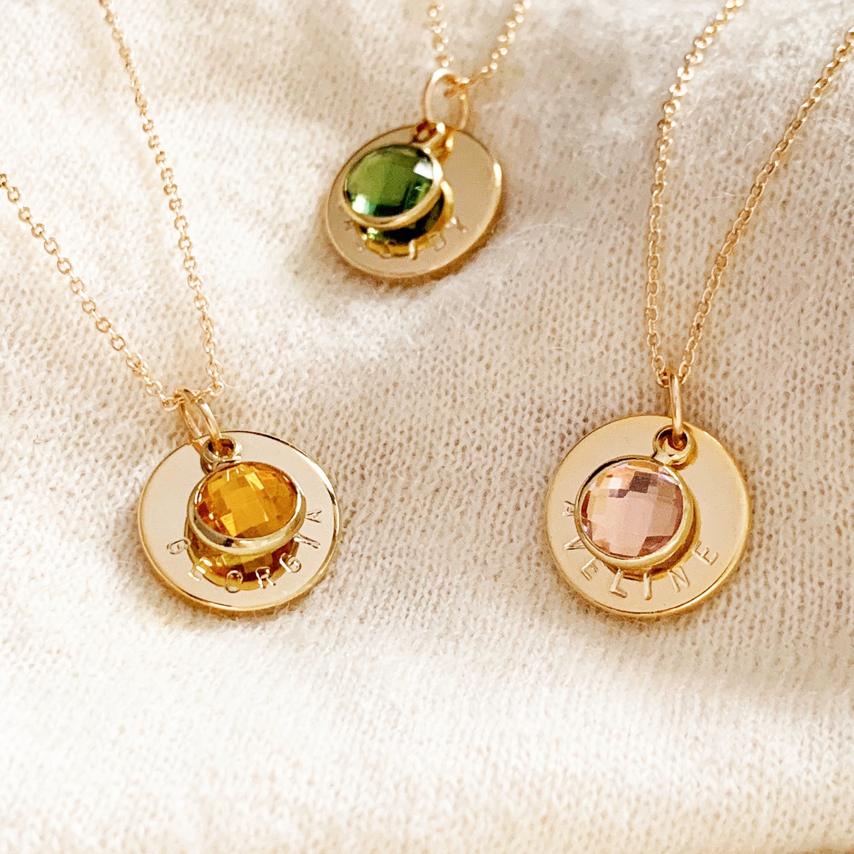 Aveline Custom Birthstone and Disc Necklace