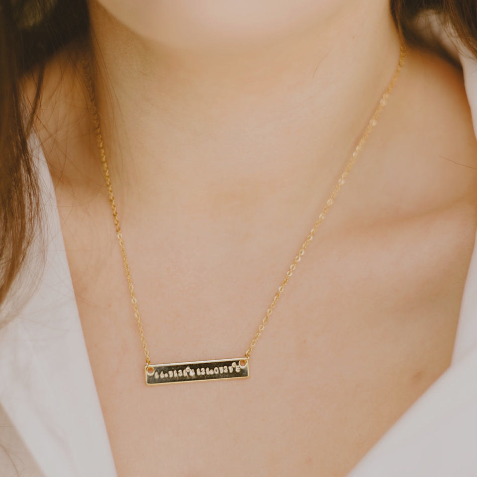 Coordinates Custom Bar Necklace - Longitude and Latitude