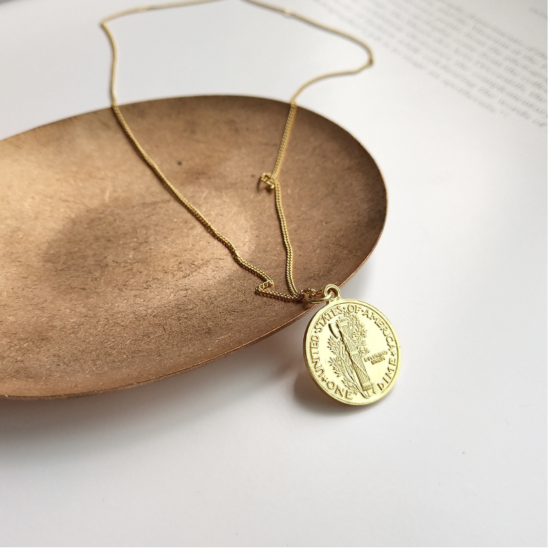 Liberty Dime Vermeil Necklace
