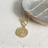 Serene Gold Tone Coin Toggle Vermeil Necklace