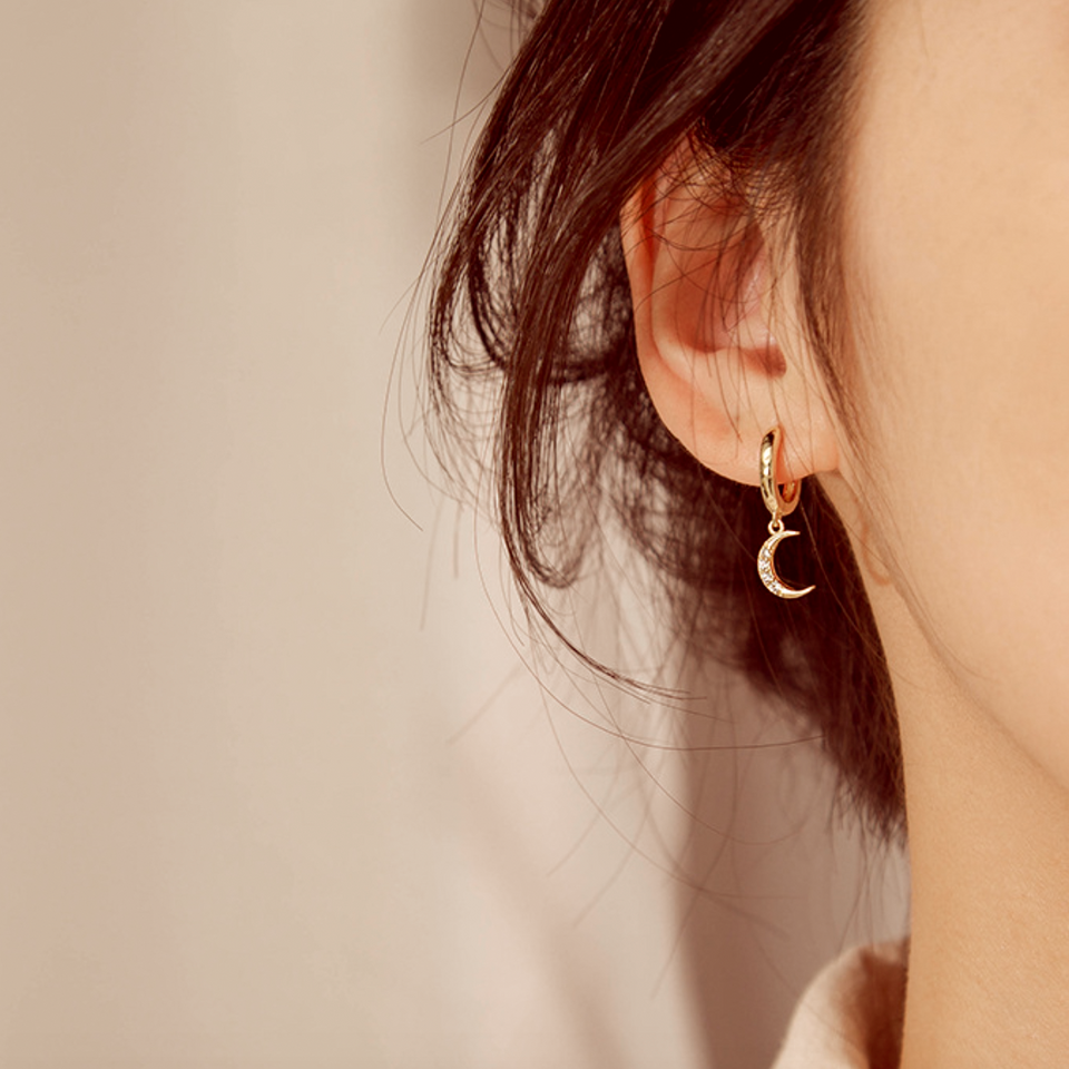 Star And Moon Vermeil Huggies