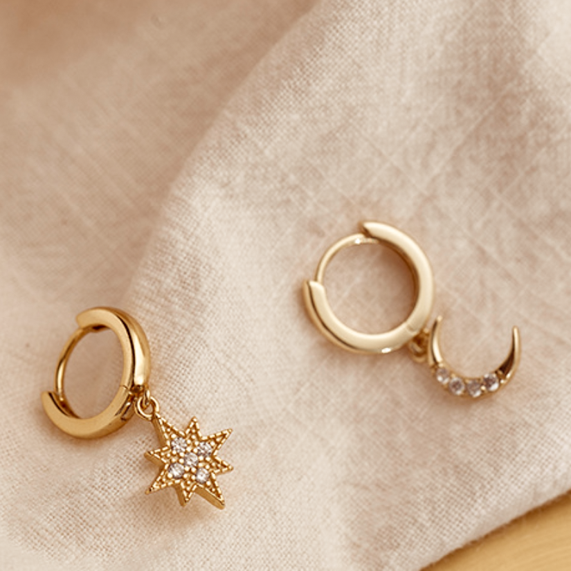 Star And Moon Vermeil Huggies