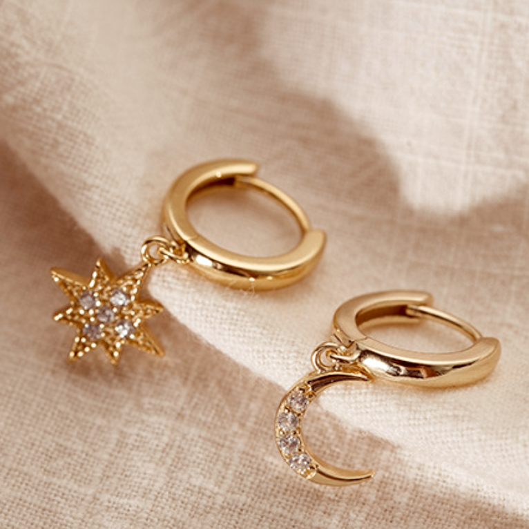 Star And Moon Vermeil Huggies
