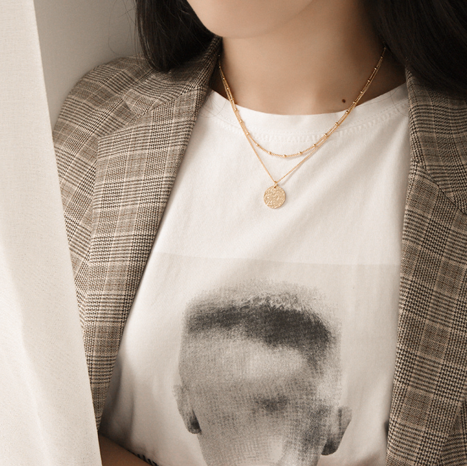 Celia Textured Disc Vermeil Necklace