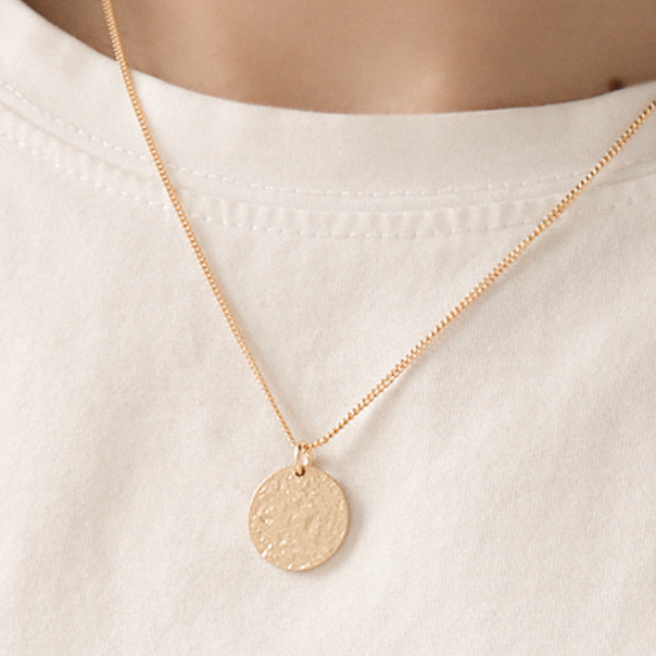 Celia Textured Disc Vermeil Necklace