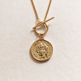 Serene Gold Tone Coin Toggle Vermeil Necklace