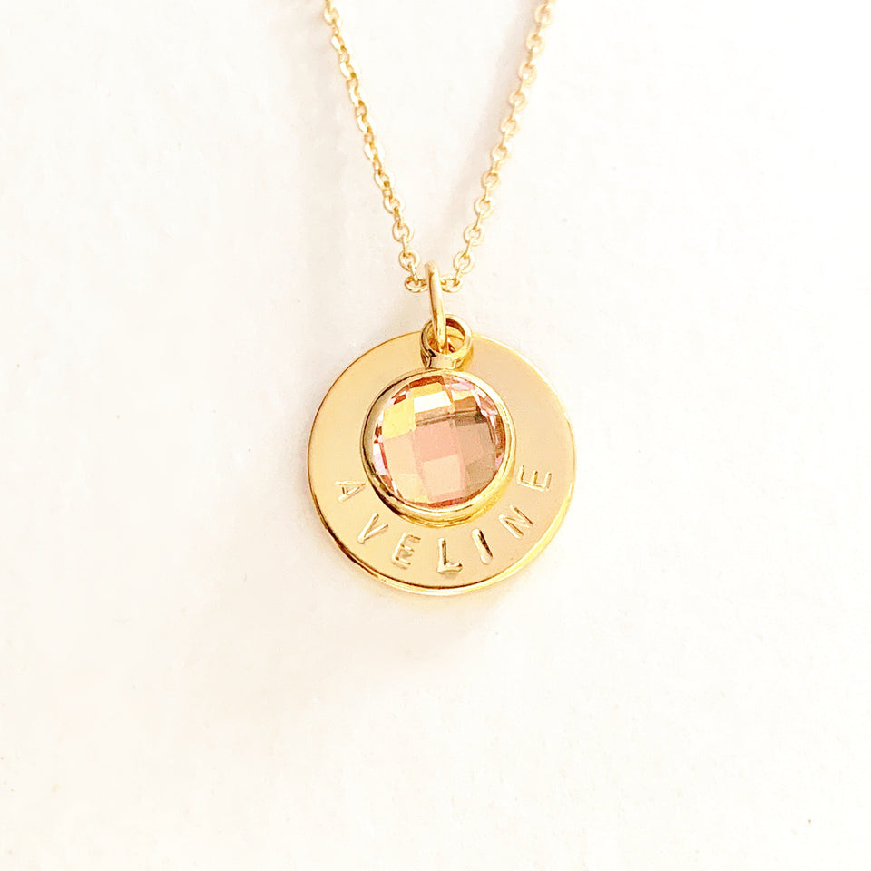 Aveline Custom Birthstone and Disc Necklace